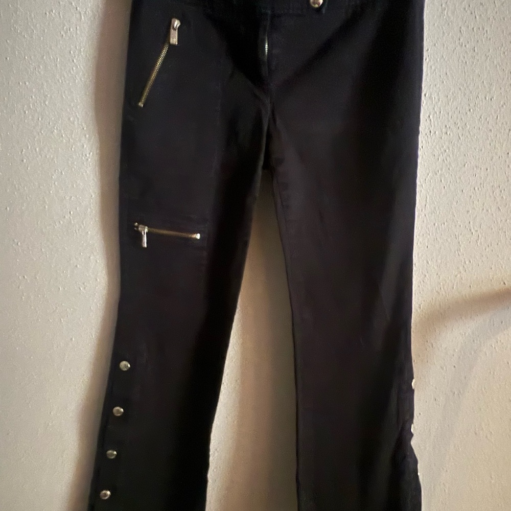 Michael Kors Black Straight Leg Pants with Zipper Details
